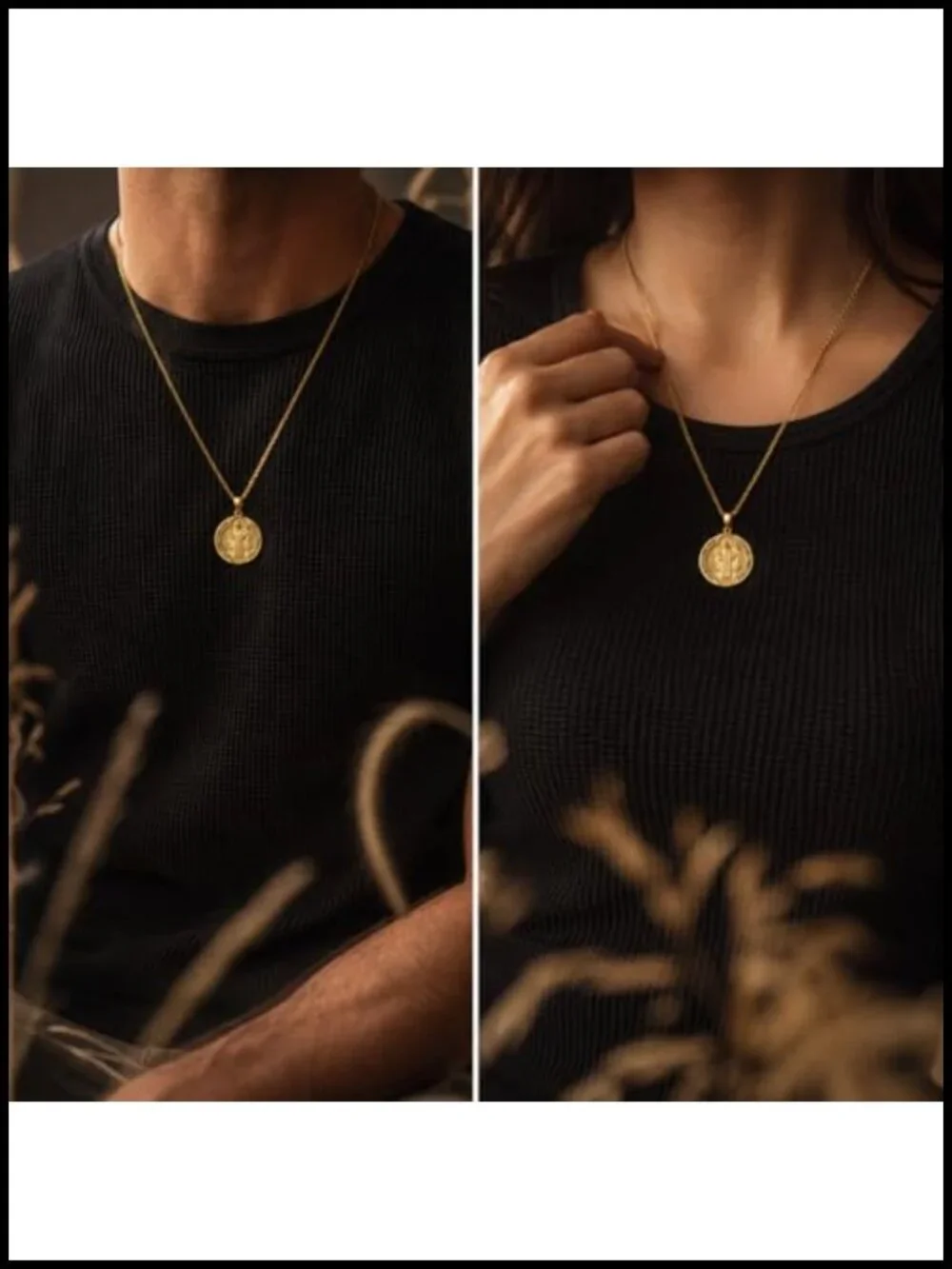 St Benedict Pendant Necklace 14K Gold Plated Catholic Medal Religious Jewelry
